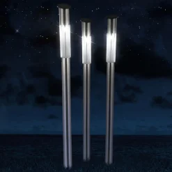 Globo Solcellelamper|Udendørs Spot>Fania solcellelampe med jordspyd i stål, 3 stk