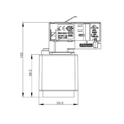 Deko-Light 3-fase skinne D Adapter til ledningsudtag, grå, 1380 W