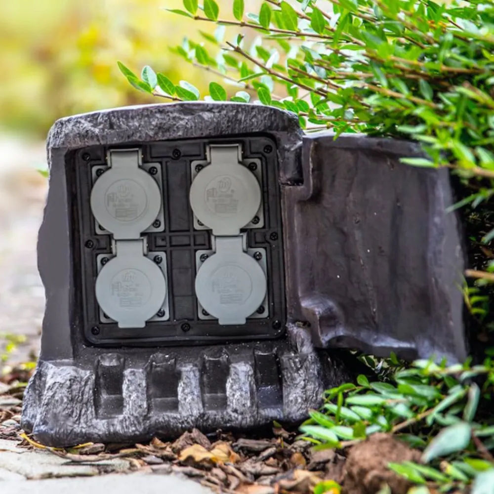 4-faset strømfordeler Træstub til udendørs^Heitronic Online