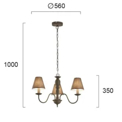 Fatima lysekrone, grå, 3 lyskilder^Viokef Sale