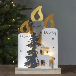 Fauna LED-dekorationslampe med lys, træ og hjort^STAR TRADING Sale