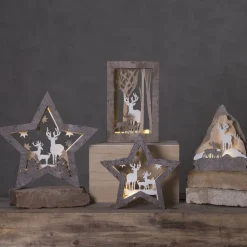 STAR TRADING Fauna LED-dekorationsstjerne af træ, højde 24 cm