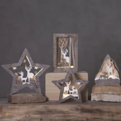 STAR TRADING Fauna LED-dekorationsstjerne af træ, højde 24 cm