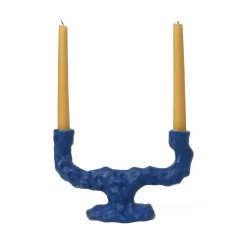 Lysestage Ditto Double, blå, keramik^ferm LIVING Best