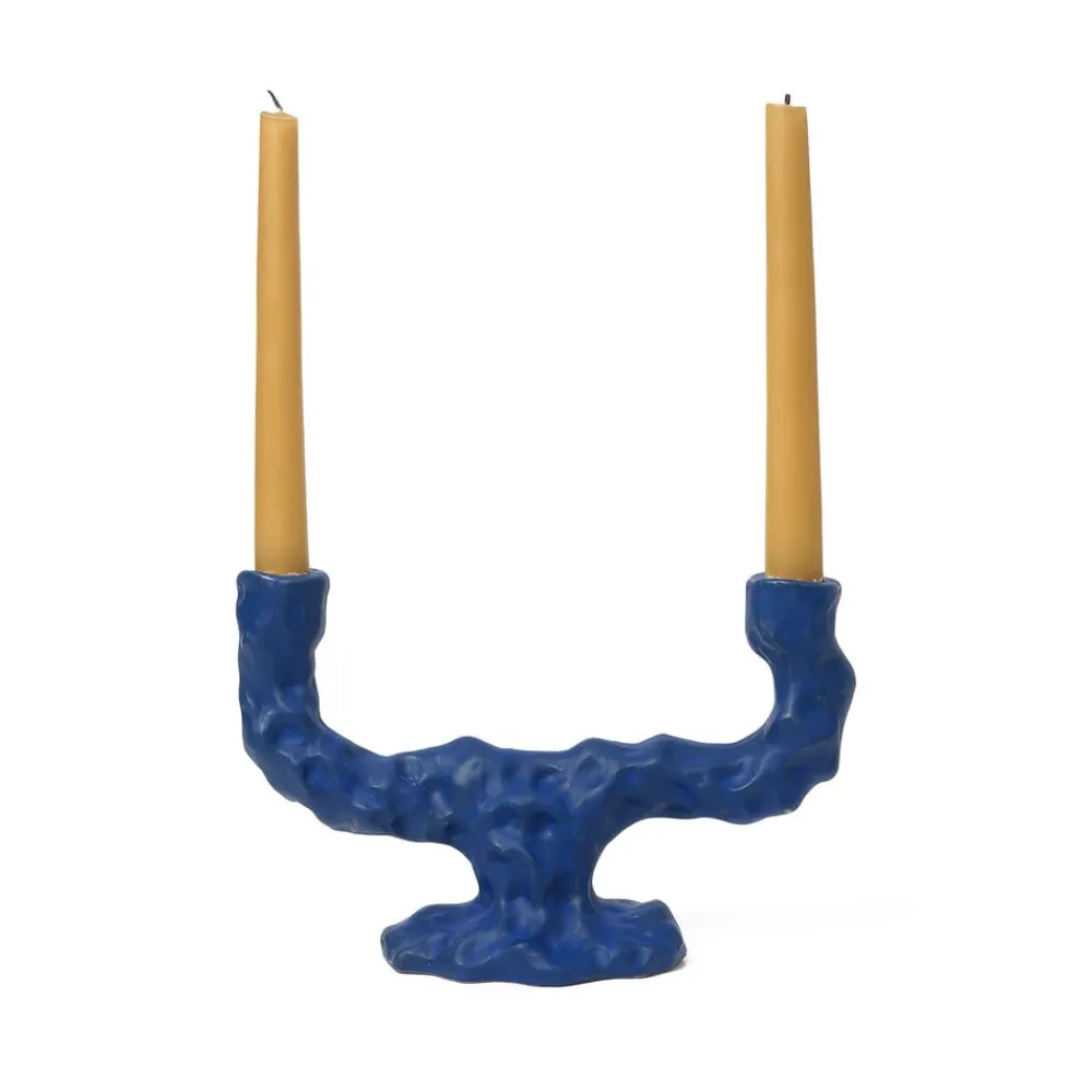 Lysestage Ditto Double, blå, keramik^ferm LIVING Best