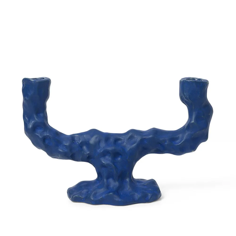 Lysestage Ditto Double, blå, keramik^ferm LIVING Best