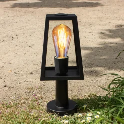 LUTEC Fia sokkellampe i mat sort med klart glas