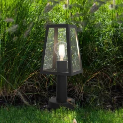 LUTEC Fia sokkellampe i mat sort med klart glas