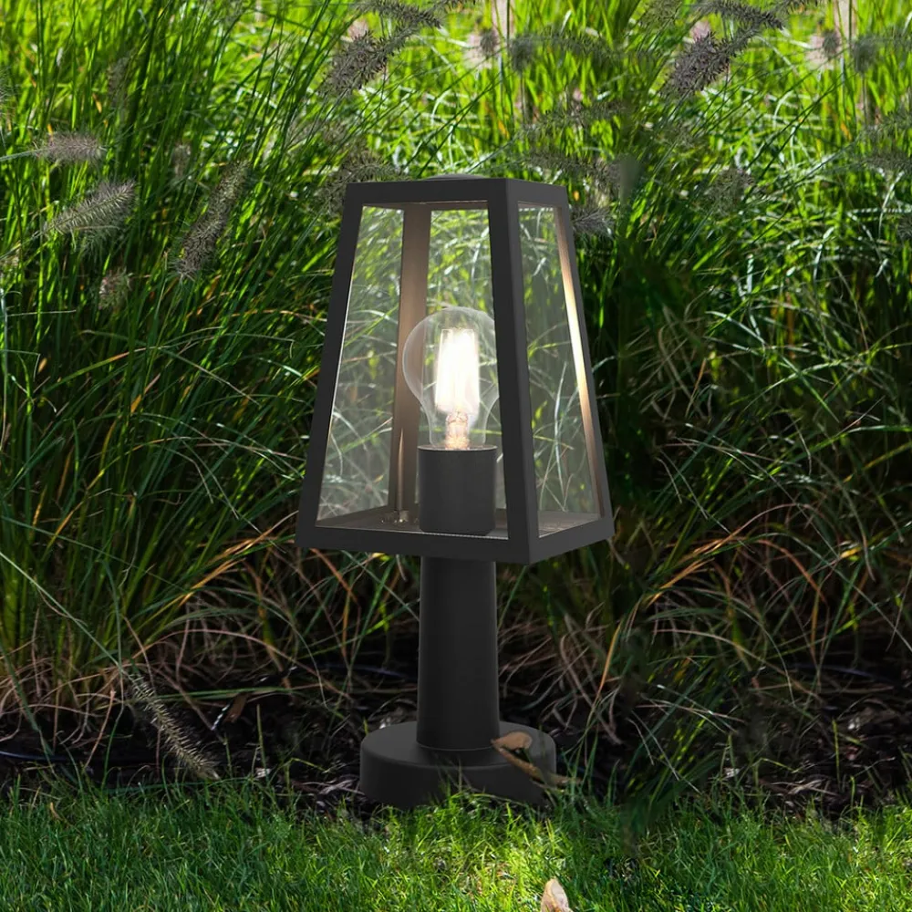 LUTEC Fia sokkellampe i mat sort med klart glas