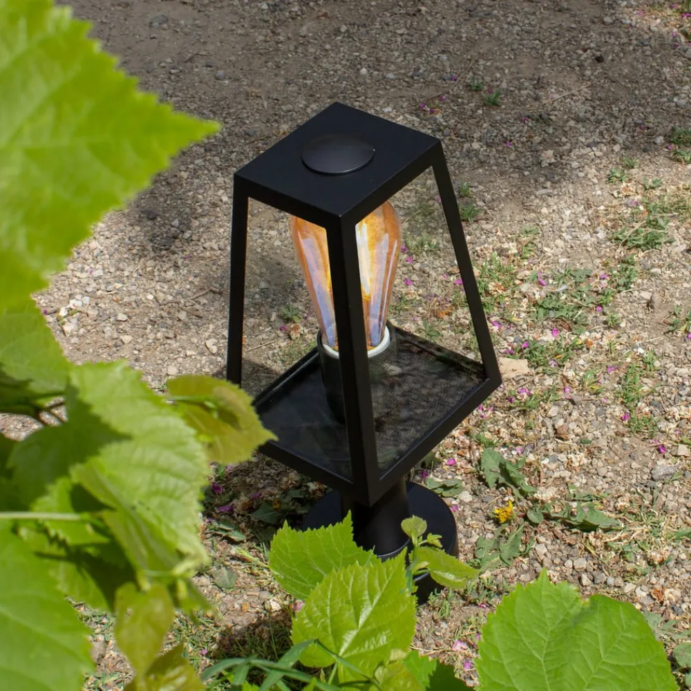 LUTEC Fia sokkellampe i mat sort med klart glas