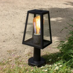 LUTEC Fia sokkellampe i mat sort med klart glas