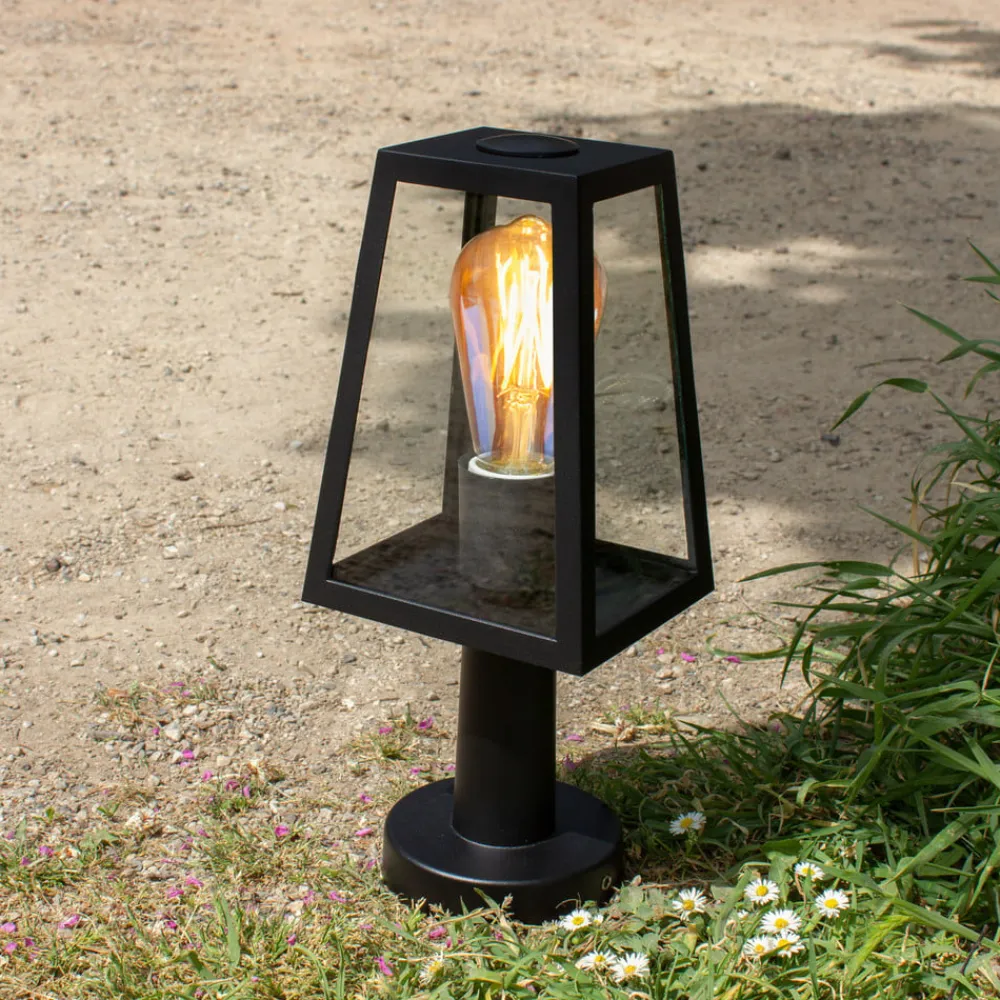 LUTEC Fia sokkellampe i mat sort med klart glas