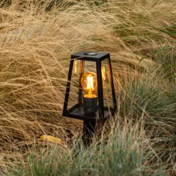 LUTEC Fia sokkellampe i mat sort med klart glas