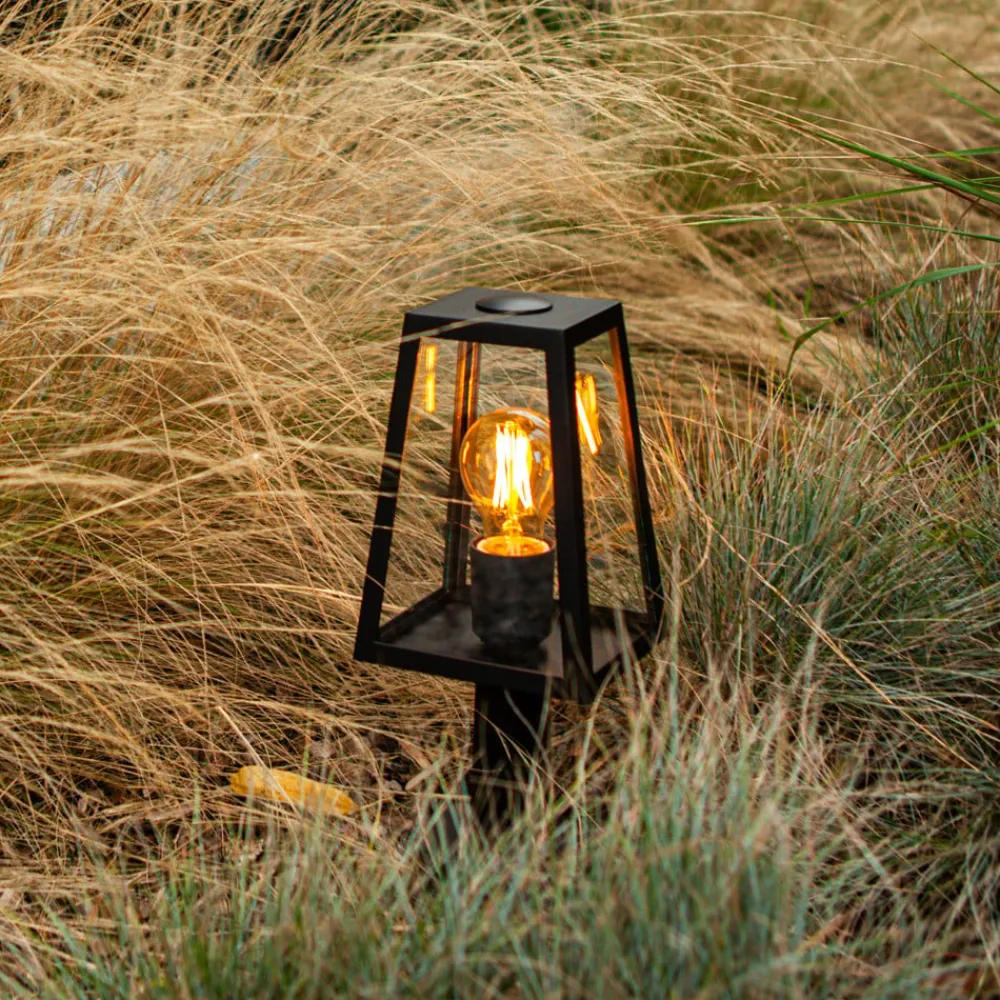 LUTEC Fia sokkellampe i mat sort med klart glas