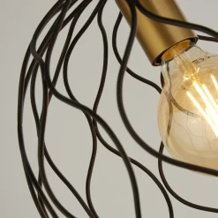 Finesse hængelampe, sort/guld, metal, Ø31,5 cm, E27^Searchlight Hot