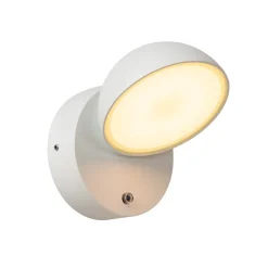 Finn LED-væglampe, hvid, metal, IP54, dag/nat-sensor^Lucide Hot