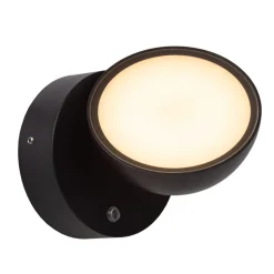 Finn LED-væglampe, sort, IP54, dag/nat-sensor^Lucide Best
