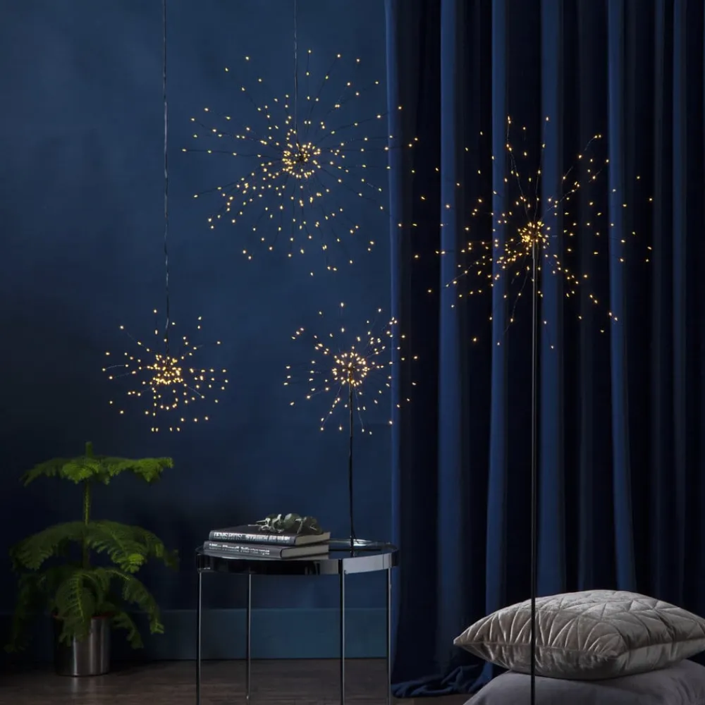 STAR TRADING Dekorationsbelysning>Firework LED-hængelampe, sort, metal, Ø 26 cm, stik