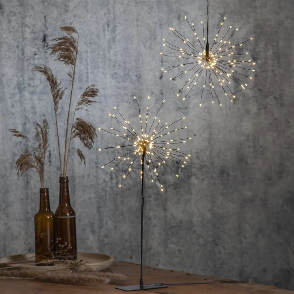 STAR TRADING Dekorationsbelysning>Firework LED-hængelampe, sort, metal, Ø 26 cm, stik
