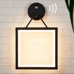 Lucande Firkantet LED-væglampe Mirco med bevægelsessensor