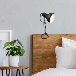 Briloner Fix-klemmelampe, metalskærm, sort