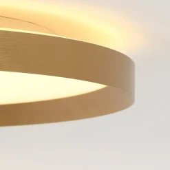 Steinhauer Flady loftlampe, guldfarvet, Ø 40 cm direkte/indirekte