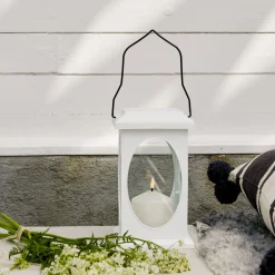 Flamme dekorationslampe i lygteform, hvid^STAR TRADING New