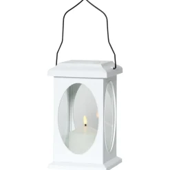 Flamme dekorationslampe i lygteform, hvid^STAR TRADING New