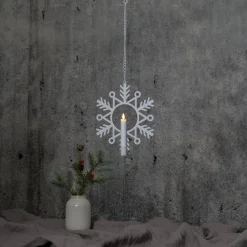 STAR TRADING Flamme Snow LED-dekorationslampe med vokslys