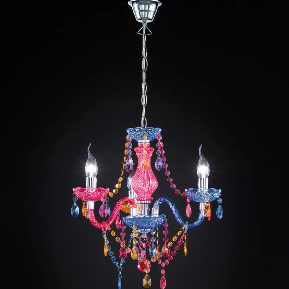 Reality Leuchten Flerfarvet lysekrone Perdita med akrylpynt