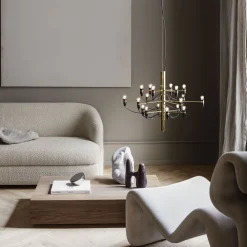 FLOS 2097/18 LED-lysekrone, matteret, messing