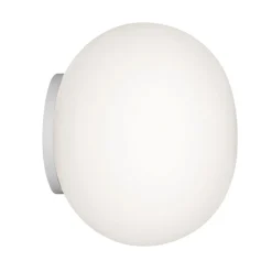 FLOS Mini Glo-Ball spejllampe/væglampe, hvid/opal