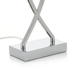 FISCHER & HONSEL Flot tekstil-bordlampe Anni, krom/hvid