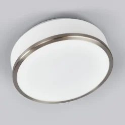 Searchlight Loftlamper>Flush loftlampe IP44, Ø 28 cm, satineret sølv