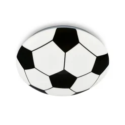 Børn Briloner Fodbold LED-loftlampe, sort-hvid, Ø 27,5cm