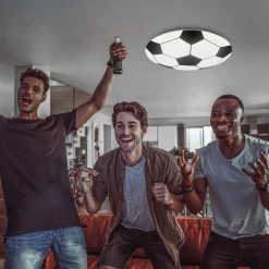 Børn Briloner Fodbold LED-loftlampe, sort-hvid, Ø 27,5cm