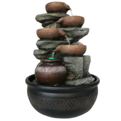 Globo Fontana LED-indendørs springvand, grå/brun, krus