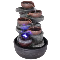 Globo Fontana LED-indendørs springvand, grå/brun, krus