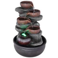 Globo Fontana LED-indendørs springvand, grå/brun, krus