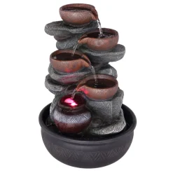 Globo Fontana LED-indendørs springvand, grå/brun, krus