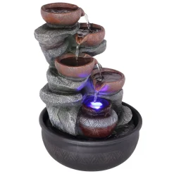 Globo Fontana LED-indendørs springvand, grå/brun, krus