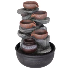 Globo Fontana LED-indendørs springvand, grå/brun, krus