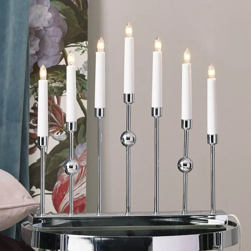 Forkromet lysestage Gustavo med 7 lyskilder^STAR TRADING