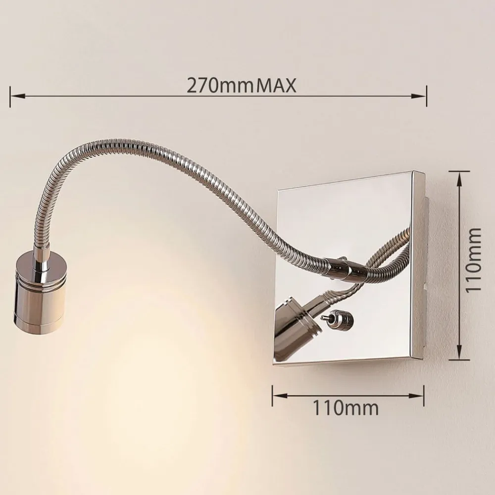 Lindby Væglamper|Væglamper>Forkromet væg-læselampe Berfin, LED