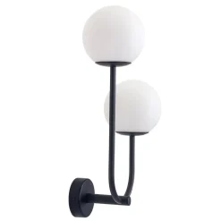 Forlight væglampe Sfera Double, sort, glas, bredde 23 cm