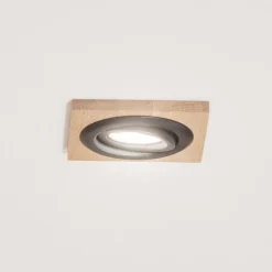 Lamkur Lighting Forsænket loftlampe Tobby, 10 x 10 cm, egetræ, GU10