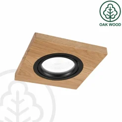 Lamkur Lighting Forsænket loftlampe Tobby, 10 x 10 cm, egetræ, GU10