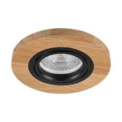 Lamkur Lighting Indbygningsspots>Forsænket loftlampe Tobby, Ø 10 cm, egetræ, GU10
