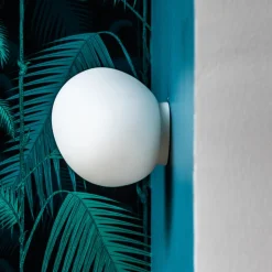 Foscarini Væg- Og Spejllamper>Gregg piccola væglampe, hvid, IP44, glas