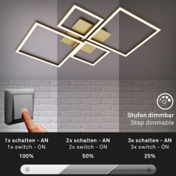 Frame LED-loftlampe, guld, dæmpbar, 4 lyskilder^Briloner New